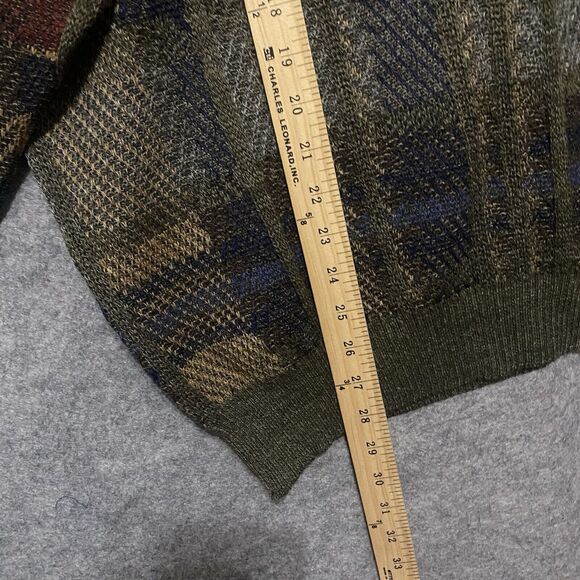 VTG Tricots‎ St Raphael Merino Wool Sweater Mens Sz L Green Plaid Pullover - Picture 6 of 6